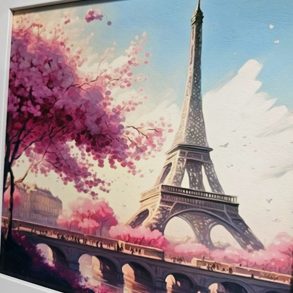 8x8 Framed Paris Eiffel Tower Fantasy Watercolor Oil Painting Framed Art Print‎ - Picture 2 of 5
